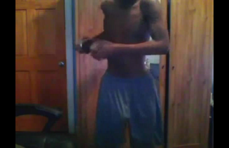 Keeping fit and showing off his huge dick