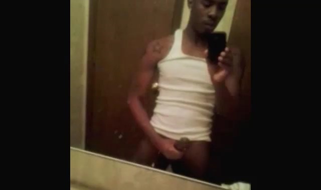 Hot brotha strokes his big black dick