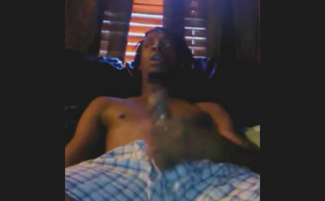 Bro jacks his big black cock just for you